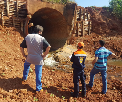 Córrego da água do Sapo: Defesa Civil vistoria obra na vicinal ESN-30